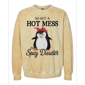 Penguins I’m not a hot mess I’m a spicy disaster Colorblast Crewneck Sweatshirt