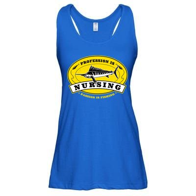 Profession Is Nursing Passion Is Fishing Funny Er Nurse Cool Gift Ladies Essential Flowy Tank