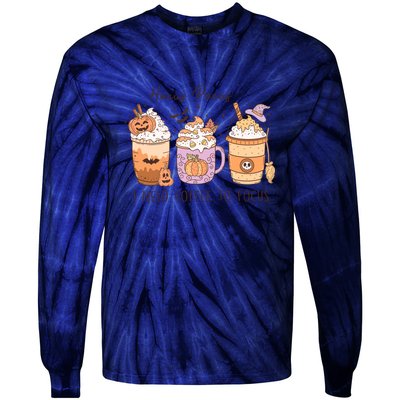 Pocus I Need Coffee To Focus Halloween Gift Tie-Dye Long Sleeve Shirt