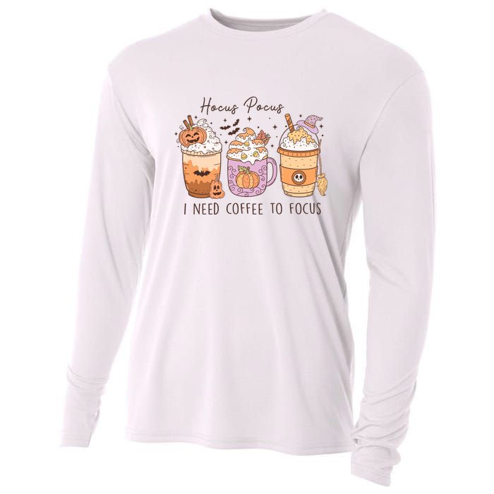 Pocus I Need Coffee To Focus Halloween Gift Cooling Performance Long Sleeve Crew