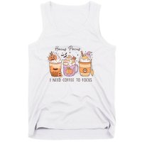 Pocus I Need Coffee To Focus Halloween Gift Tank Top