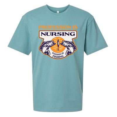 Profession Is Nursing Passion Is Fishing Funny Nurse Humor Funny Gift Sueded Cloud Jersey T-Shirt