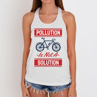 Pollution Is Not Solution Women's Knotted Racerback Tank