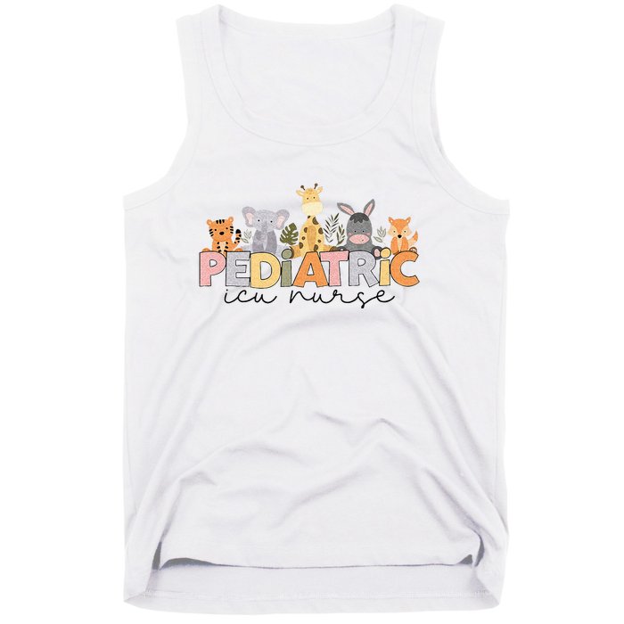 Pediatric ICU Nurse PICU Nurse Animals Nurse Appreciation Tank Top