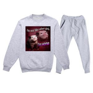 Possum I’M Not Like Other Girl I’M Worse Premium Crewneck Sweatsuit Set