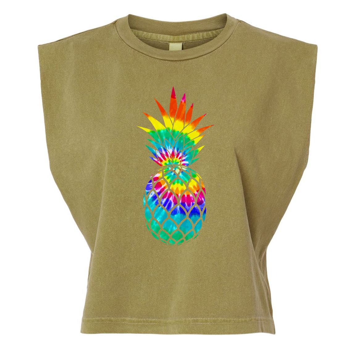 Colorful Dyed Pineapple Garment-Dyed Women's Muscle Tee
