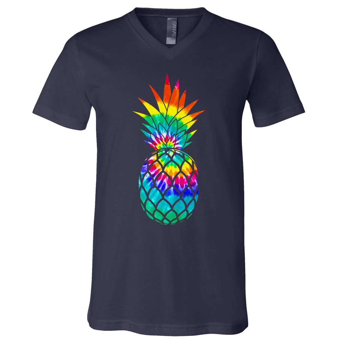 Colorful Dyed Pineapple V-Neck T-Shirt
