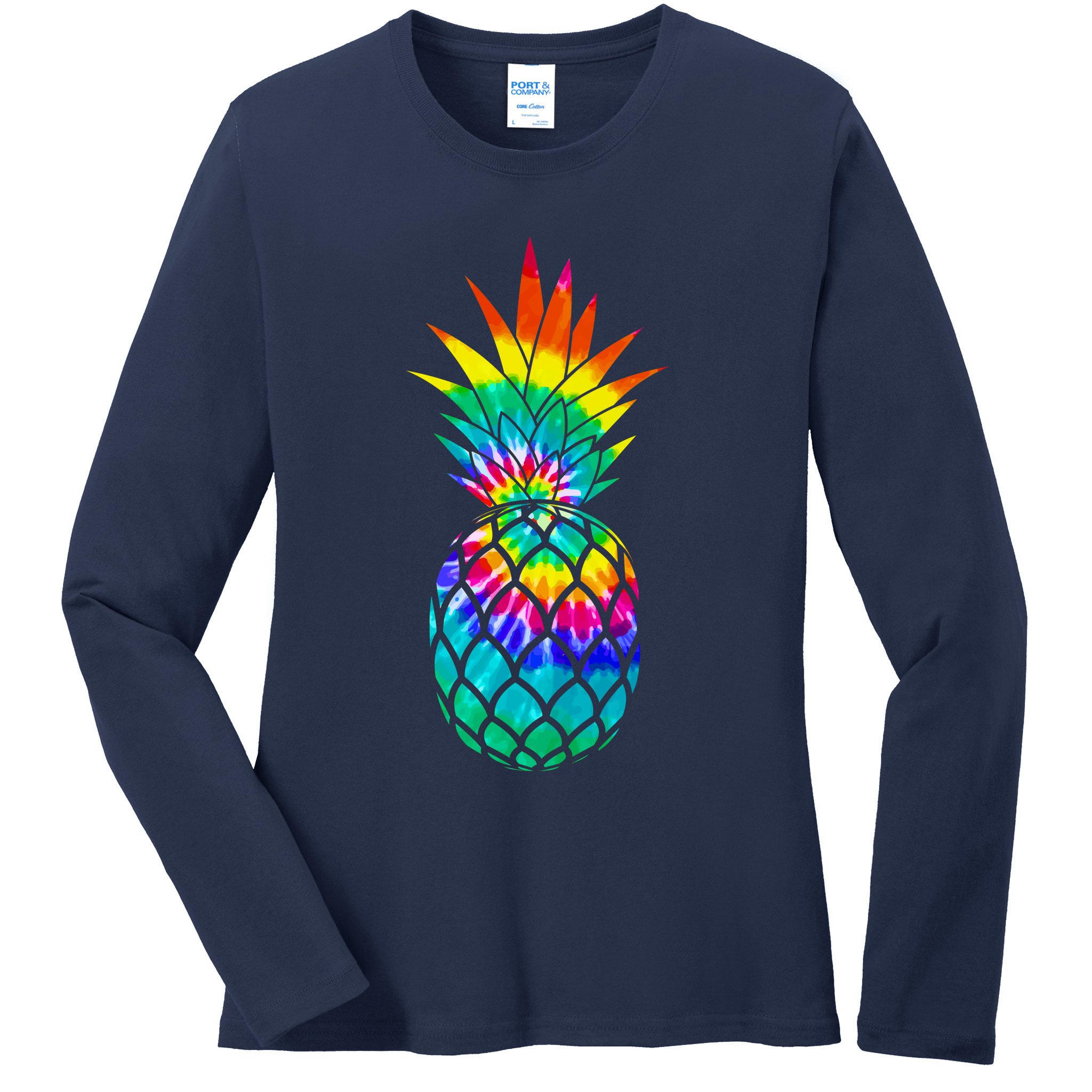 Colorful Dyed Pineapple Ladies Long Sleeve Shirt