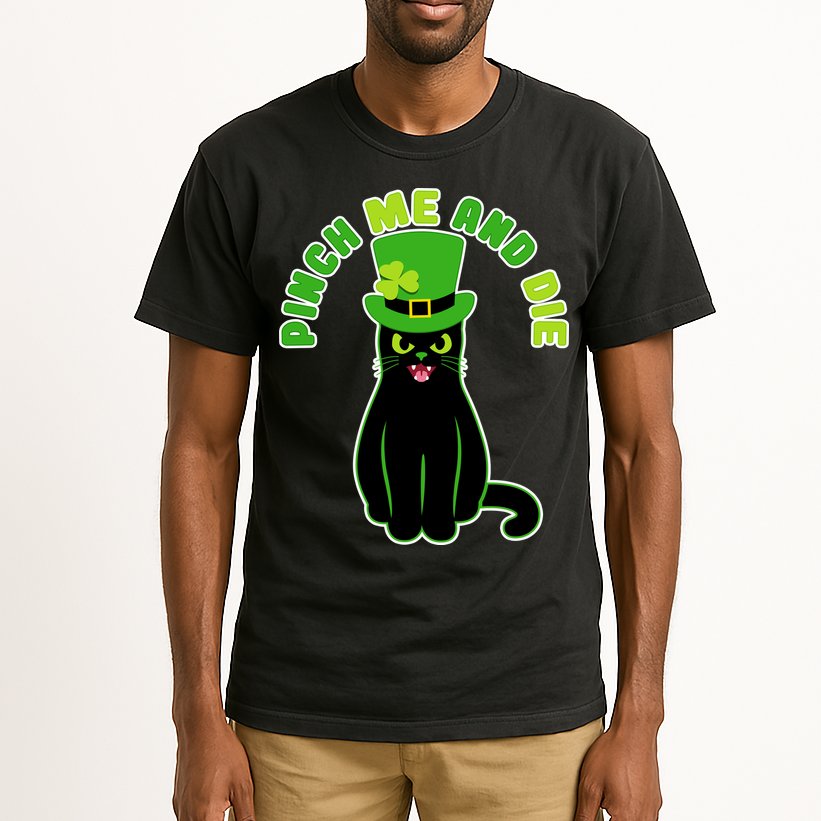Pinch Me And Die St. Patrick's Day Cat Tall T-Shirt