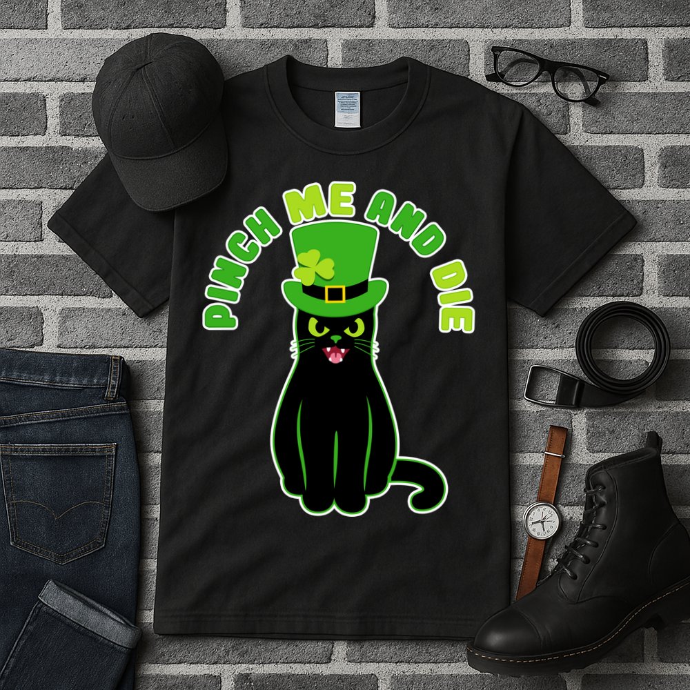 Pinch Me And Die St. Patrick's Day Cat Tall T-Shirt