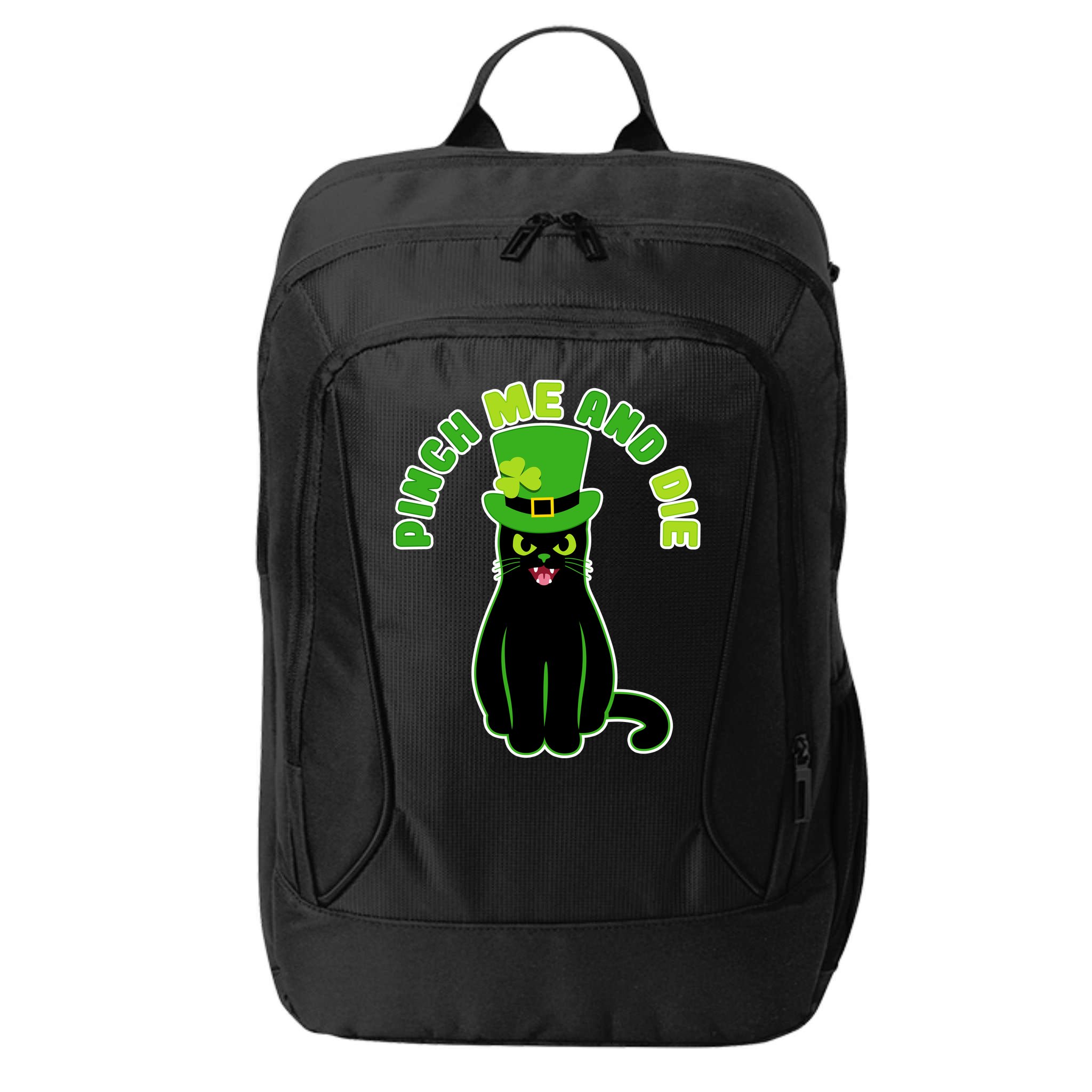 Pinch Me And Die St. Patrick's Day Cat City Backpack