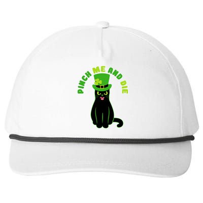 Pinch Me And Die St. Patrick's Day Cat Snapback Five-Panel Rope Hat