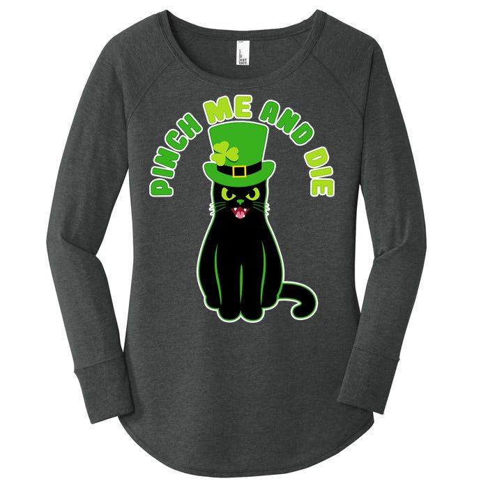 Pinch Me And Die St. Patrick's Day Cat Women's Perfect Tri Tunic Long Sleeve Shirt