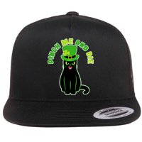 Pinch Me And Die St. Patrick's Day Cat Flat Bill Trucker Hat
