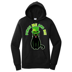 Pinch Me And Die St. Patrick's Day Cat Women's Pullover Hoodie