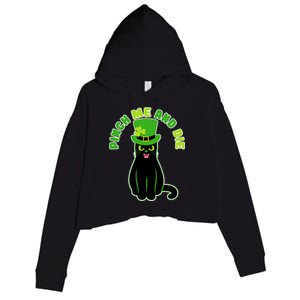 Pinch Me And Die St. Patrick's Day Cat Crop Fleece Hoodie