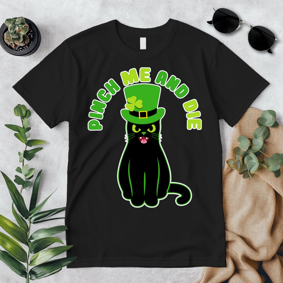Pinch Me And Die St. Patrick's Day Cat Premium T-Shirt