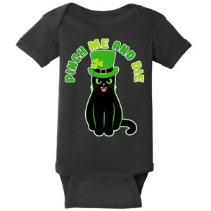 Pinch Me And Die St. Patrick's Day Cat Baby Bodysuit