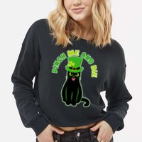 Pinch Me And Die St. Patrick's Day Cat Cropped Pullover Crew