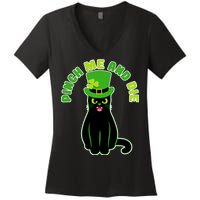 Pinch Me And Die St. Patrick's Day Cat Women's V-Neck T-Shirt