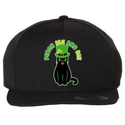 Pinch Me And Die St. Patrick's Day Cat Wool Snapback Cap