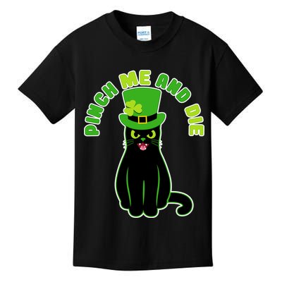 Pinch Me And Die St. Patrick's Day Cat Kids T-Shirt