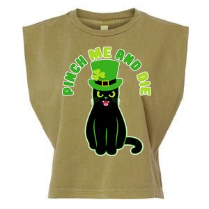 Pinch Me And Die St. Patrick's Day Cat Garment-Dyed Women's Muscle Tee