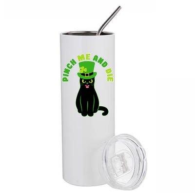 Pinch Me And Die St. Patrick's Day Cat Stainless Steel Tumbler