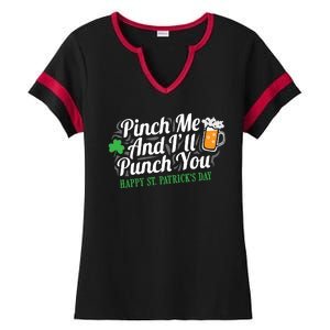 Pinch Me And I'll Punch You St Patrick's Day Ladies Halftime Notch Neck Tee