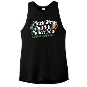 Pinch Me And I'll Punch You St Patrick's Day Ladies PosiCharge Tri-Blend Wicking Tank