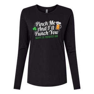 Pinch Me And I'll Punch You St Patrick's Day Womens Cotton Relaxed Long Sleeve T-Shirt