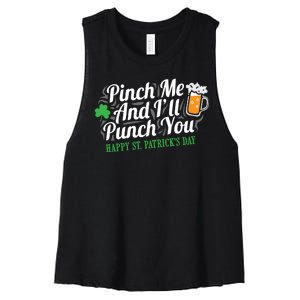 Pinch Me And I'll Punch You St Patrick's Day Women's Racerback Cropped Tank