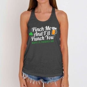 Pinch Me And I'll Punch You St Patrick's Day Women's Knotted Racerback Tank