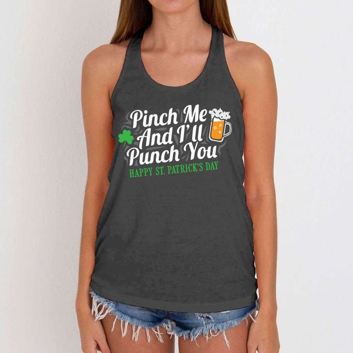 Pinch Me And I'll Punch You St Patrick's Day Women's Knotted Racerback Tank