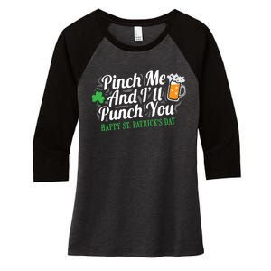 Pinch Me And I'll Punch You St Patrick's Day Women's Tri-Blend 3/4-Sleeve Raglan Shirt