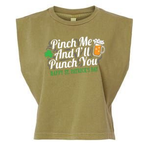 Pinch Me And I'll Punch You St Patrick's Day Garment-Dyed Women's Muscle Tee