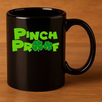 Pinch Proof Irish Shamrocks 11oz C Handle Ceramic Mug