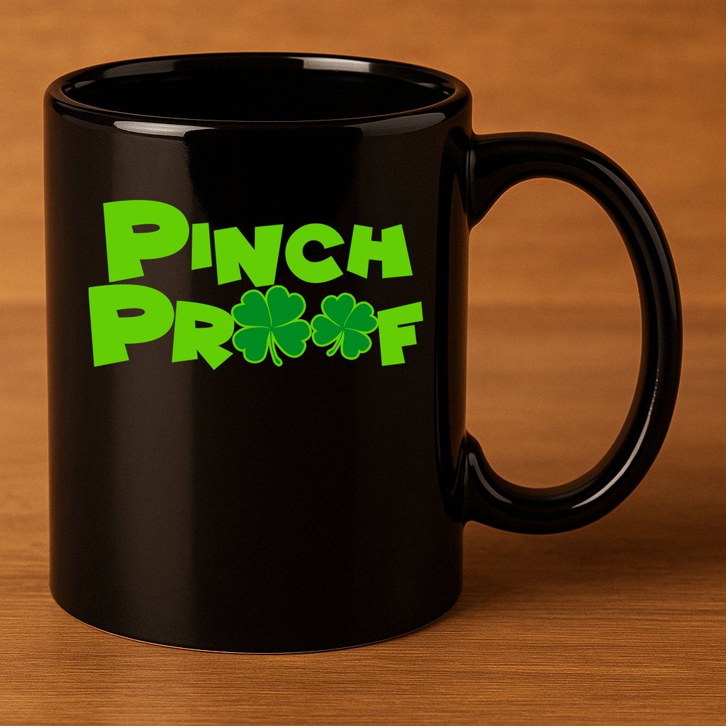 Pinch Proof Irish Shamrocks 11oz C Handle Ceramic Mug