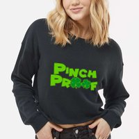 Pinch Proof Irish Shamrocks Cropped Pullover Crew