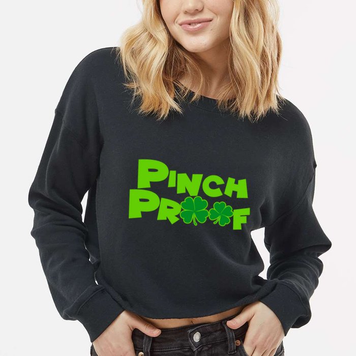 Pinch Proof Irish Shamrocks Cropped Pullover Crew