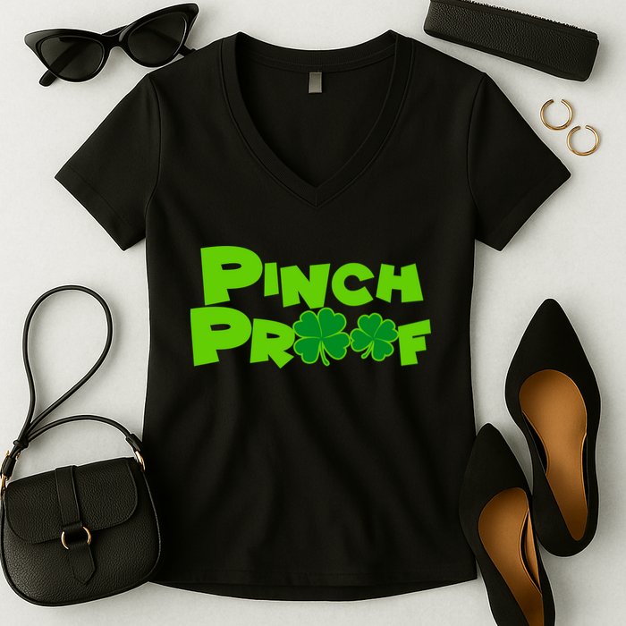 Pinch Proof Irish Shamrocks Women's V-Neck T-Shirt