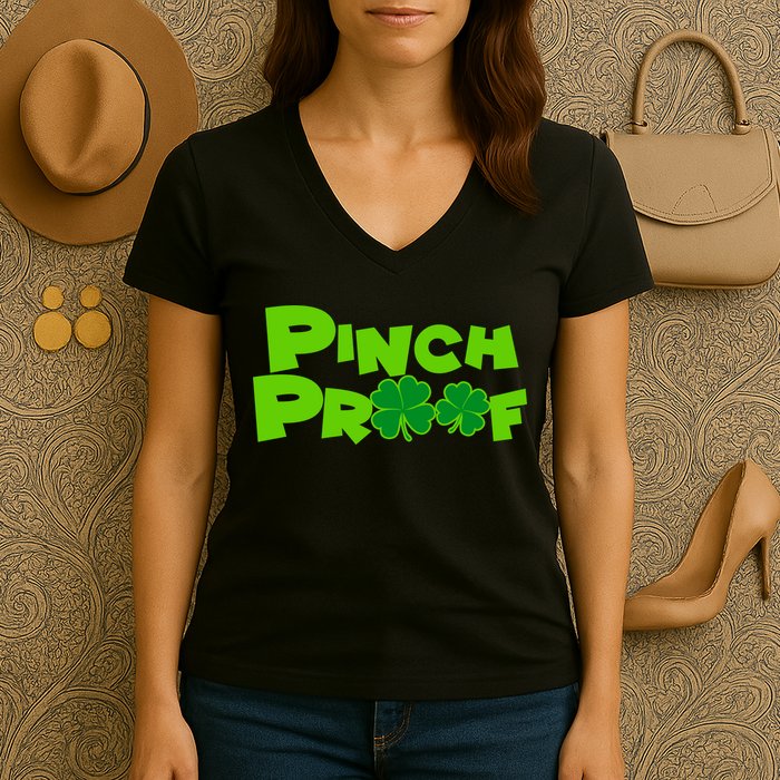 Pinch Proof Irish Shamrocks Women's V-Neck T-Shirt