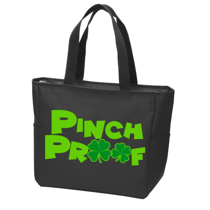 Pinch Proof Irish Shamrocks Zip Tote Bag