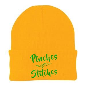 Pinches Get Stitches Funny St. Patrick's Day Knit Cap Winter Beanie