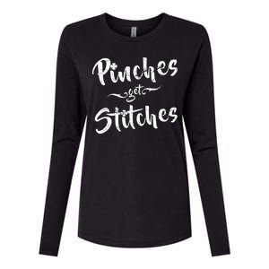 Pinches Get Stitches Funny St. Patrick's Day Womens Cotton Relaxed Long Sleeve T-Shirt