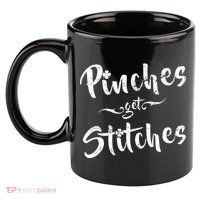 Pinches Get Stitches Funny St. Patrick's Day 11oz C Handle Ceramic Mug