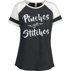 Pinches Get Stitches Funny St. Patrick's Day Enza Ladies Jersey Colorblock Tee