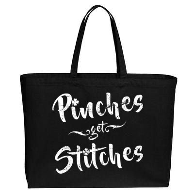 Pinches Get Stitches Funny St. Patrick's Day Cotton Canvas Jumbo Tote