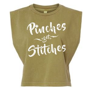 Pinches Get Stitches Funny St. Patrick's Day Garment-Dyed Women's Muscle Tee