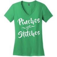 Pinches Get Stitches Funny St. Patrick's Day Women's V-Neck T-Shirt